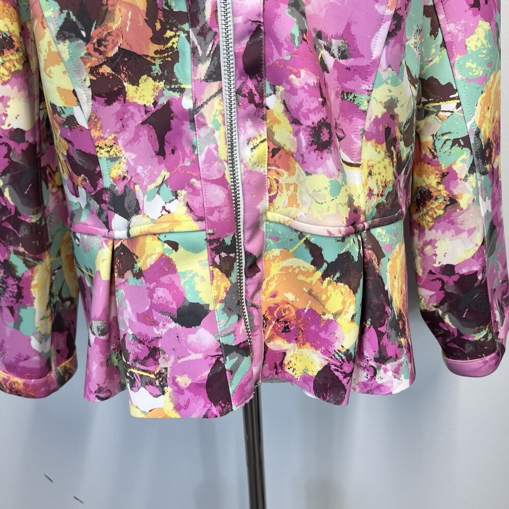 INC International Concepts Blazer sz Extra Large Pink Green Floral Scuba Stretch - Picture 4 of 8